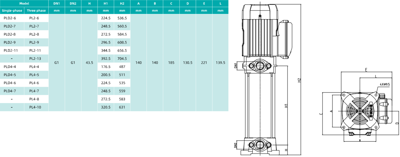 Многоступенчатый вертикальный насос  SHIMGE PLD4-6  (1.5kw 220v)